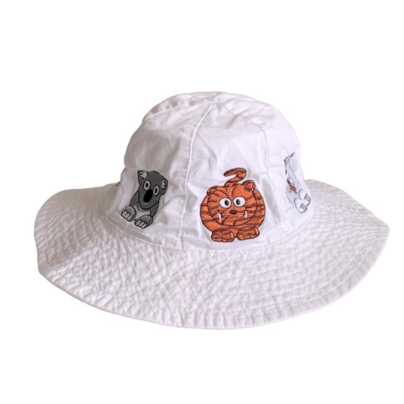 San Diego Zoo White Animal Embroidered Unisex Wide Brim Hat Size Small - Picture 1 of 6
